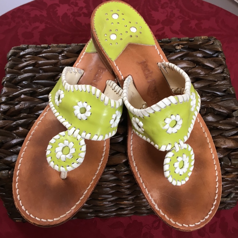 Jack Rogers lime green & white sandals